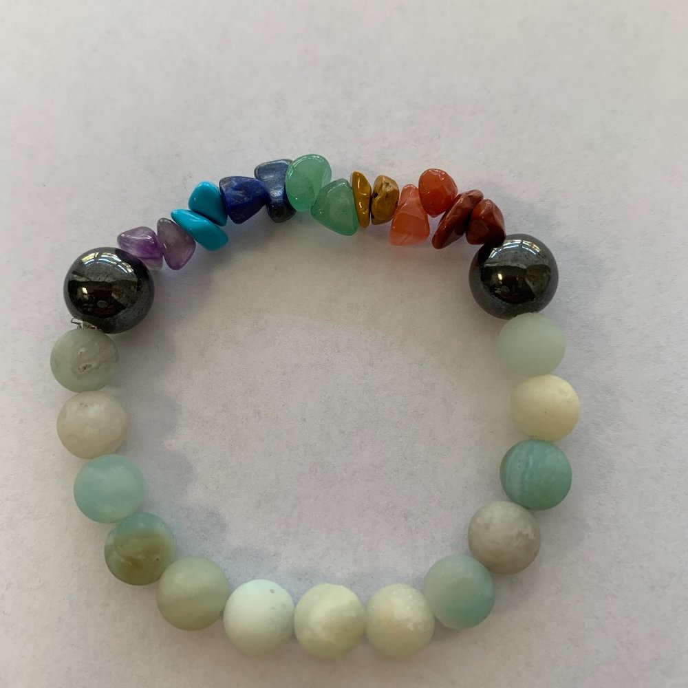 Amazonite with Chakra color stones Bracelet